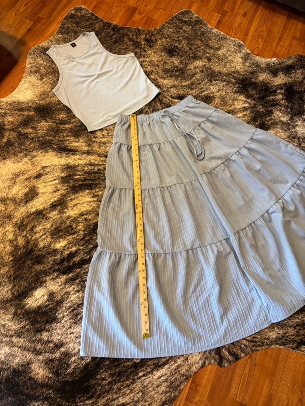 SHEIN Light Blue Maxi Skirt & Tank Top Matching Set, Size 0XL - Picture 13 of 13